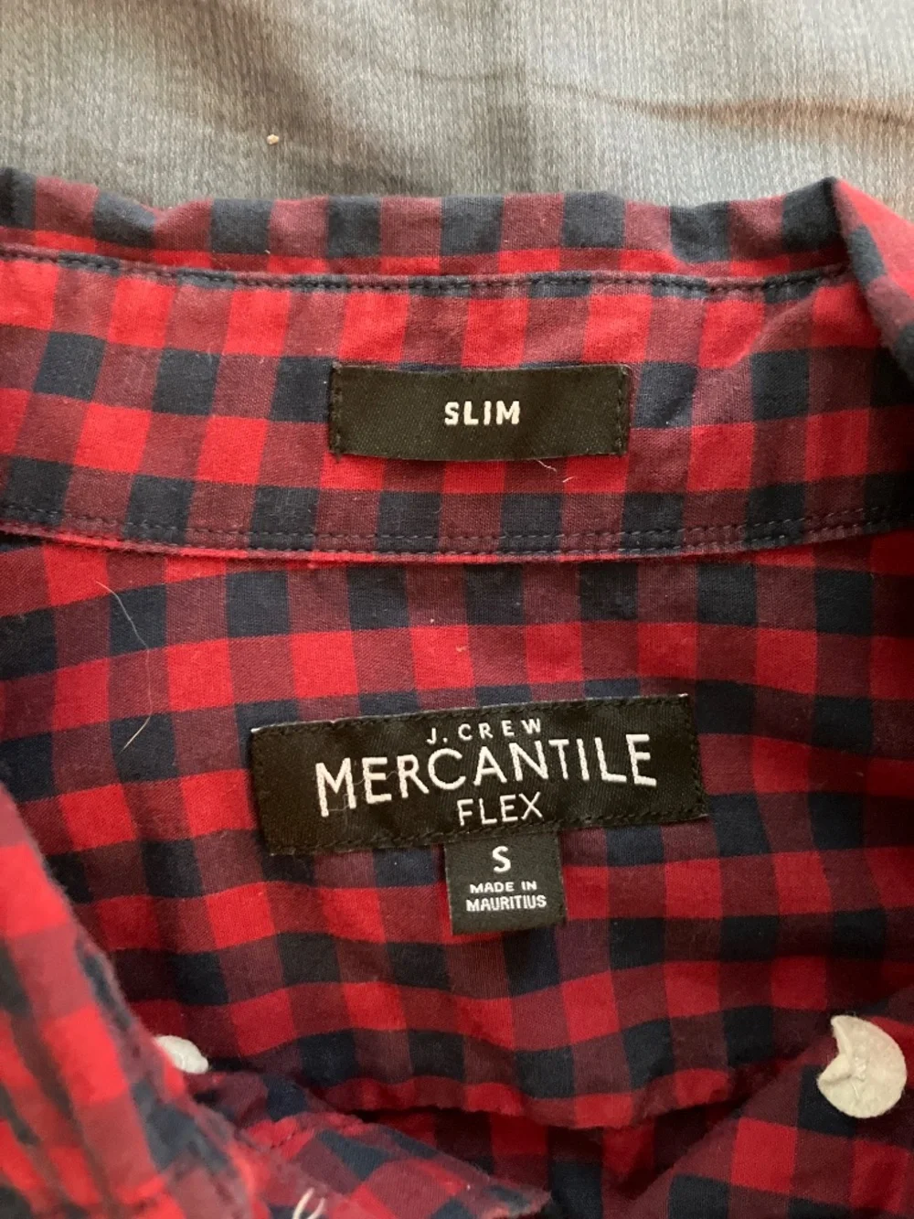 J. Crew Mercantile Flex Button Down Shirt Slim Small Red and Blue Gingham